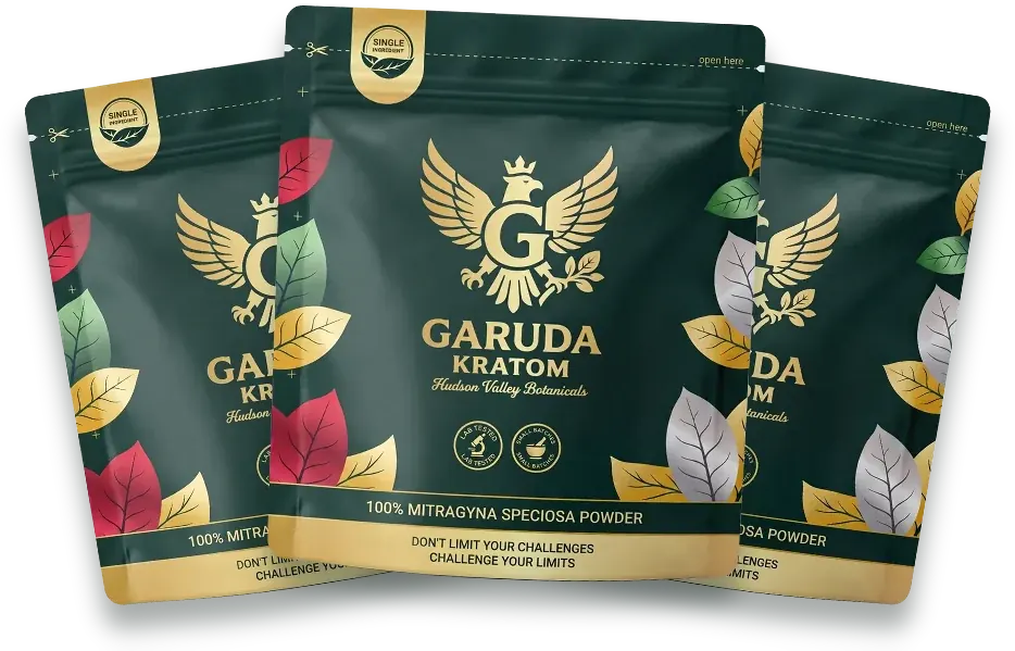 Three 28g Garuda Kratom sample pouches