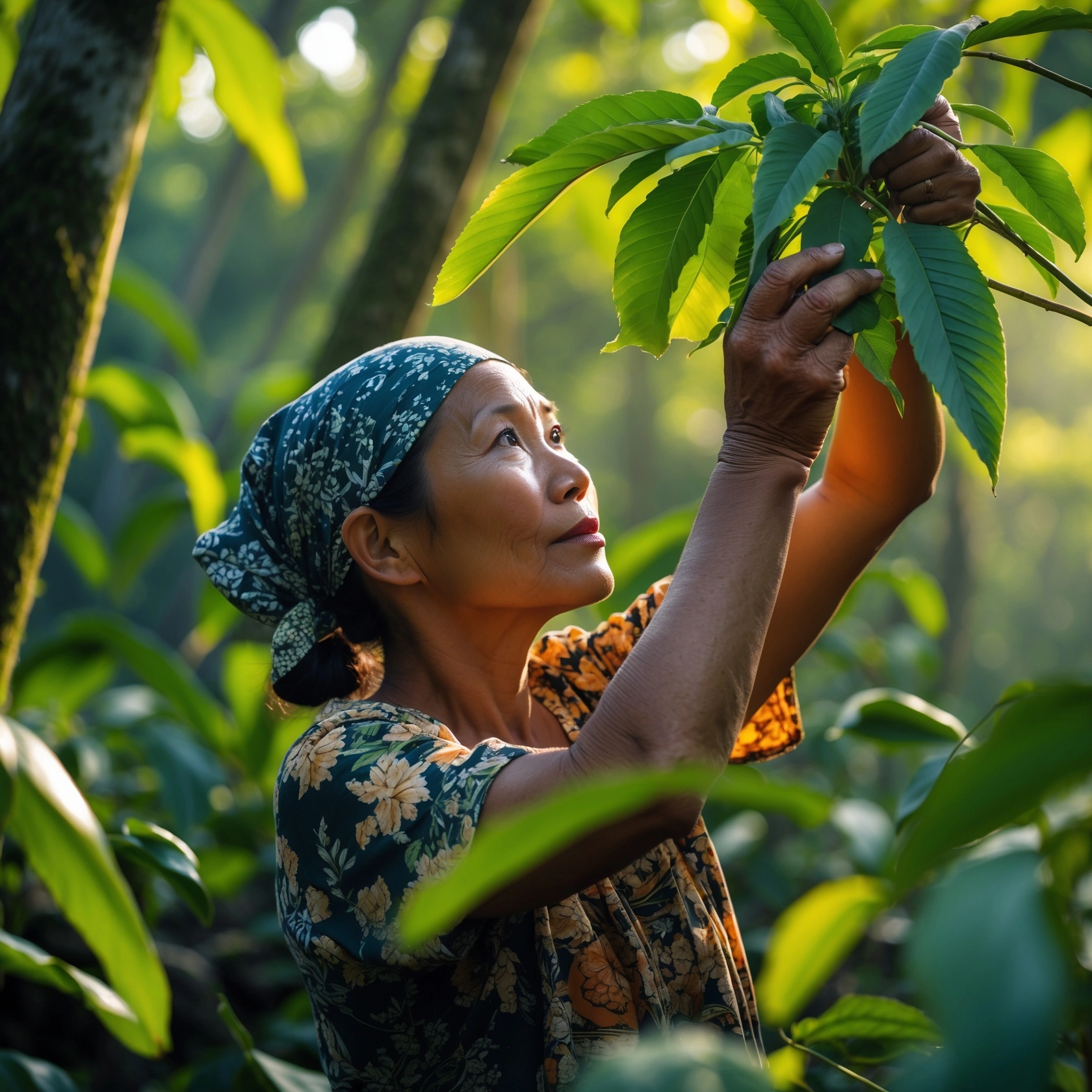 Female kratom farm worker