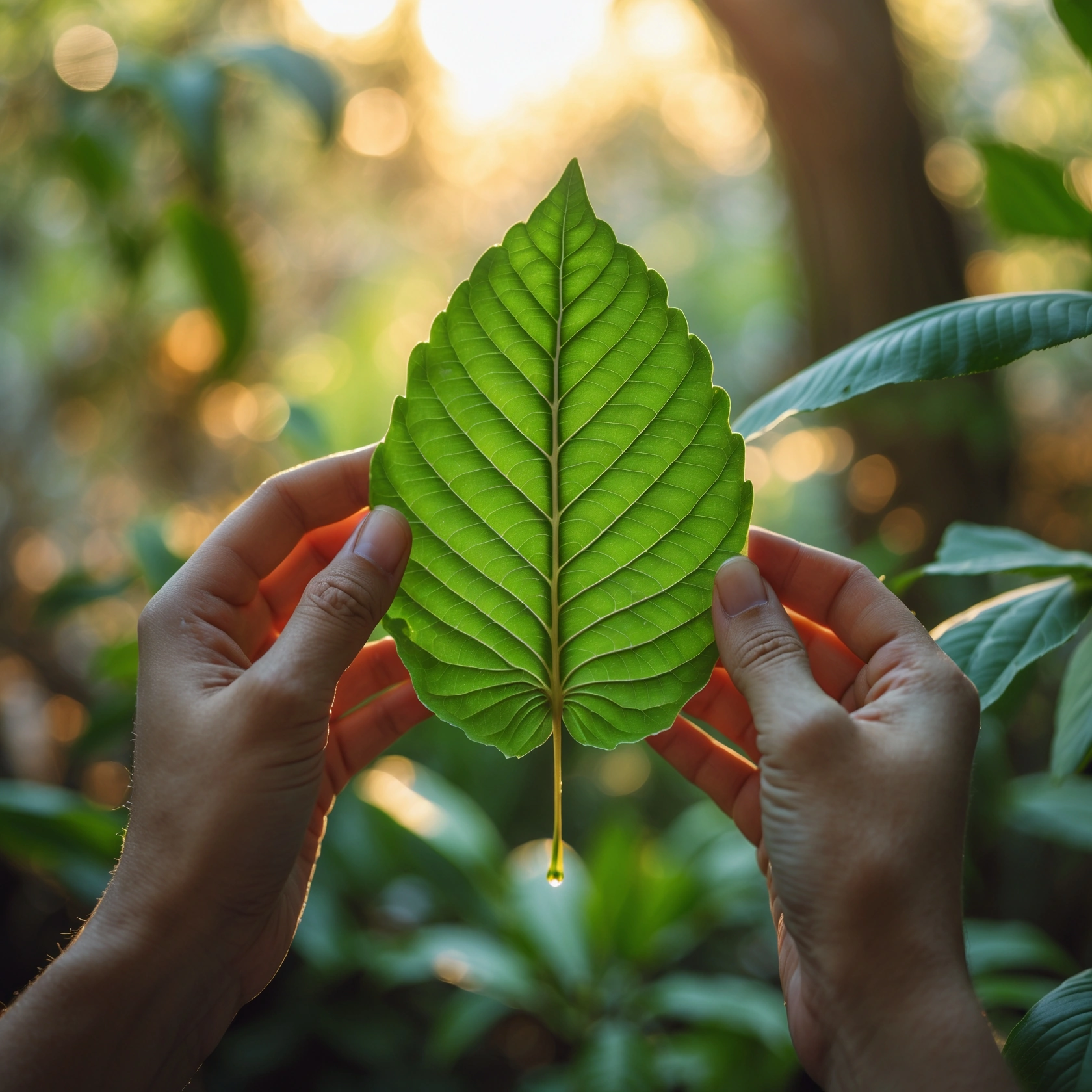 Fresh kratom leaf close-up