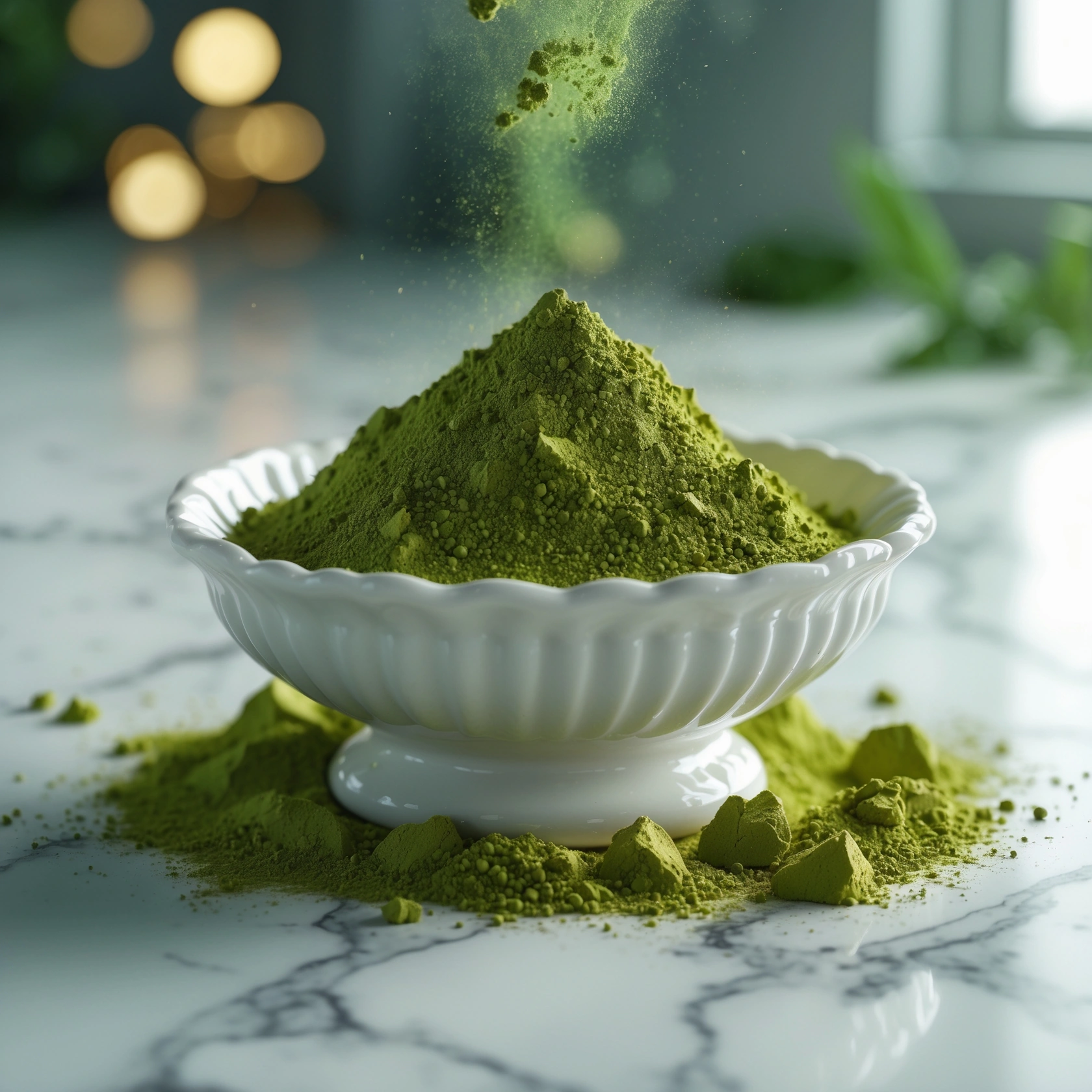 Kratom powder in white bowl