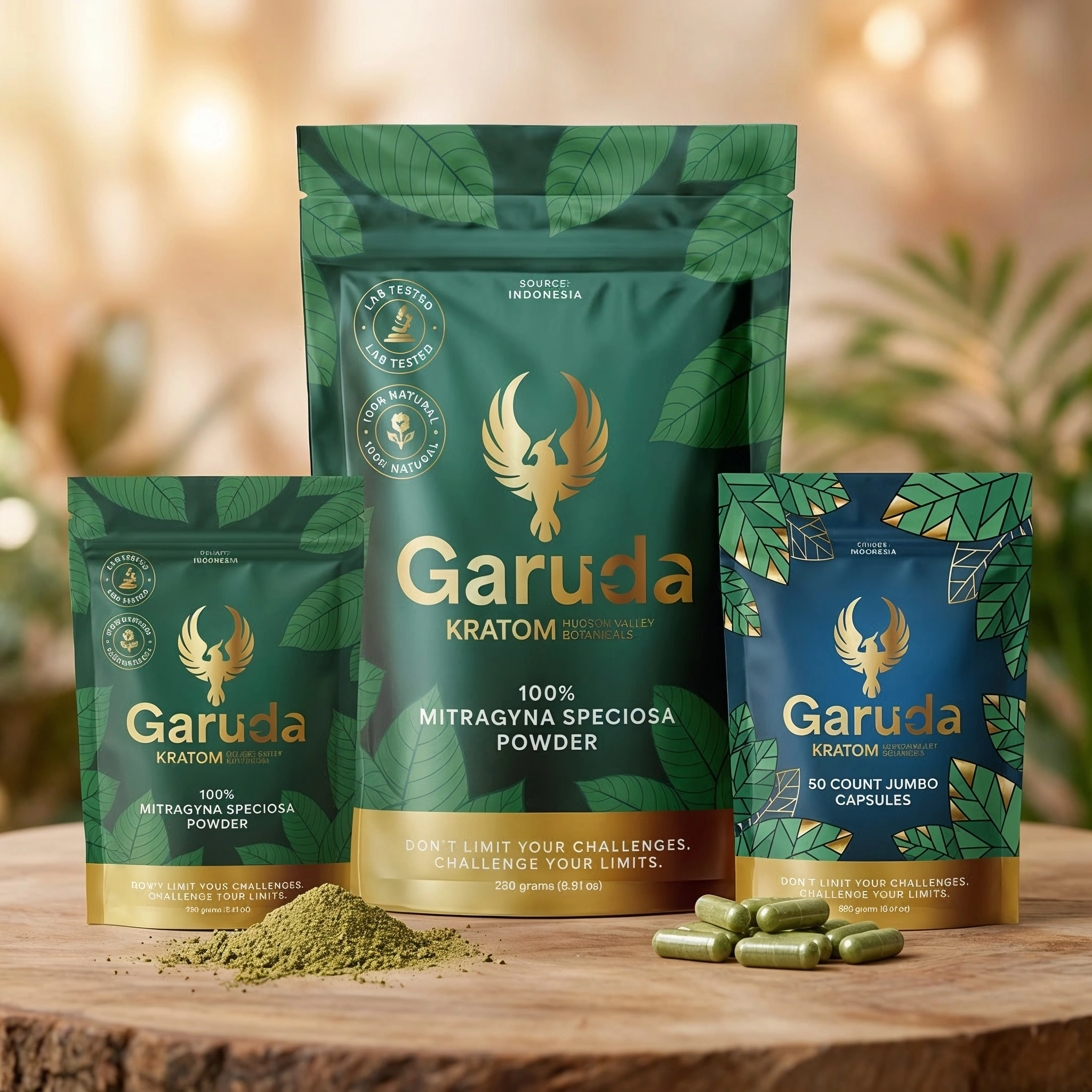 Garuda Kratom product pouches lineup