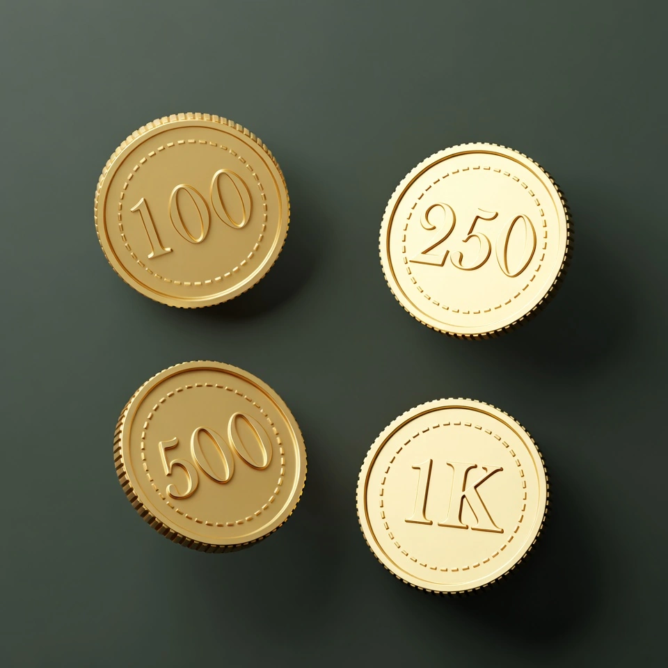 Gold coins marked 100, 250, 500, and 1K representing HVB rewards point milestones