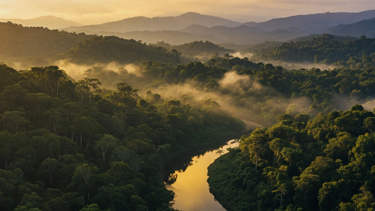 Aerial view over the Indonesian jungle where Garuda kratom leaf is grown